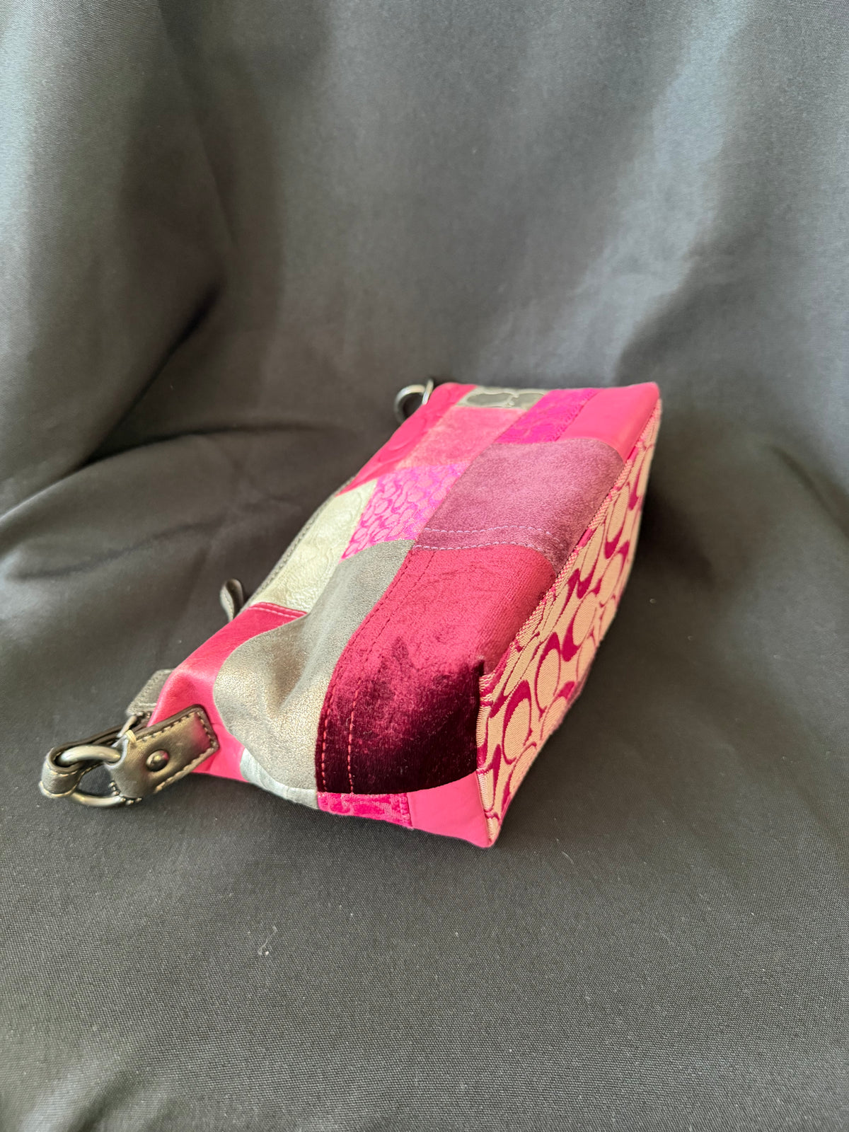 Vintage Y2K Coach Holiday Pink Patchwork Mini Demi Hobo Bag Top Handle F41943