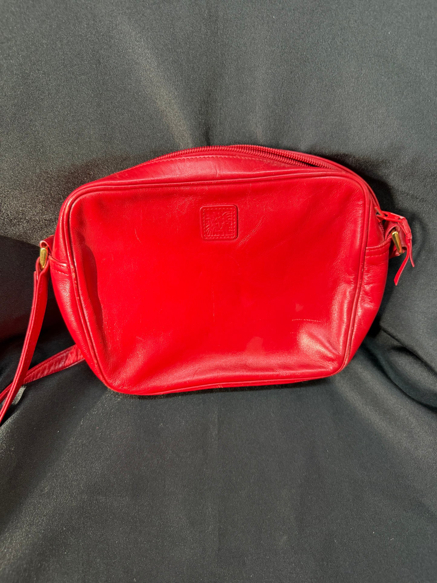 Vintage Anne Klein for Calderon Red Leather Shoulder Crossbody Purse