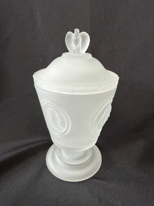 Fenton — 1976 Bicentennial Commemorative Frosted Lidded Candy Dish