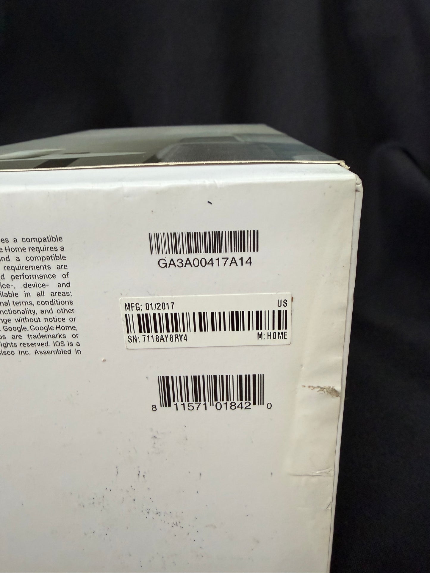 Google Home Voice Activated Speaker w/ Assistant GA3A00417A14