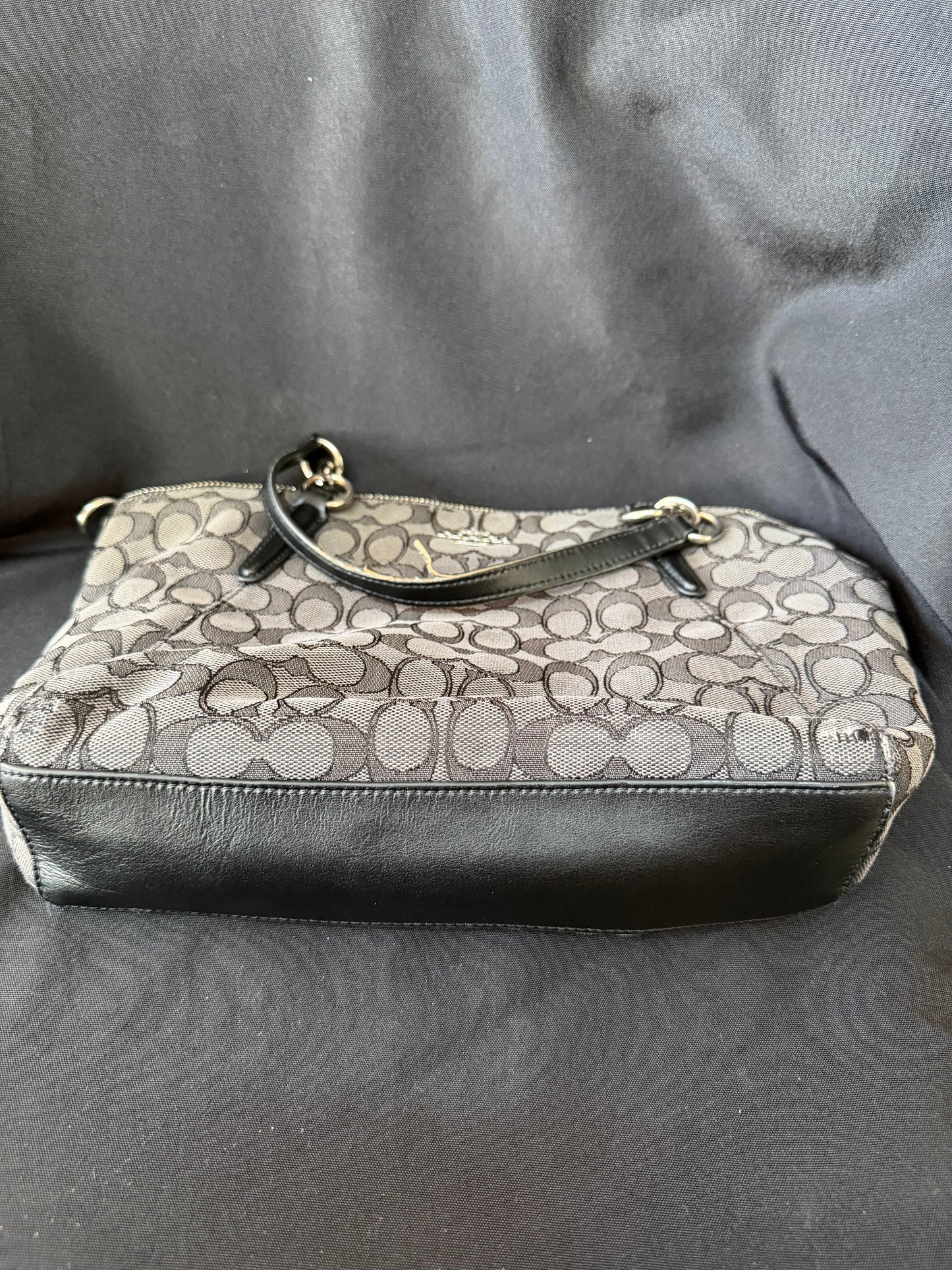 Coach Small Kelsey Satchel Handbag - Black Monogram Canvas