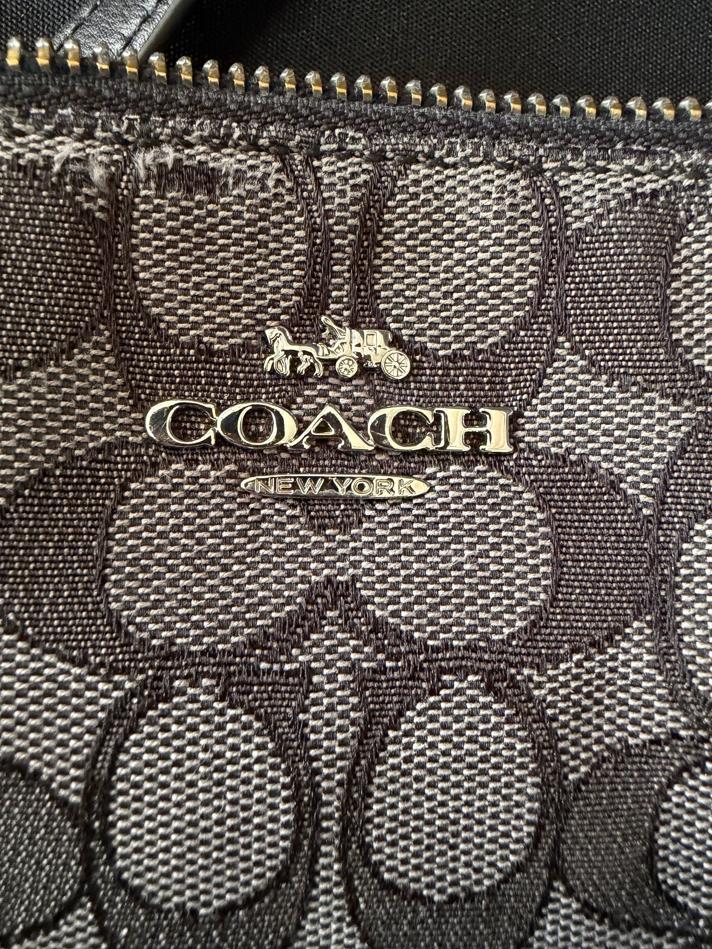 Coach Small Kelsey Satchel Handbag - Black Monogram Canvas