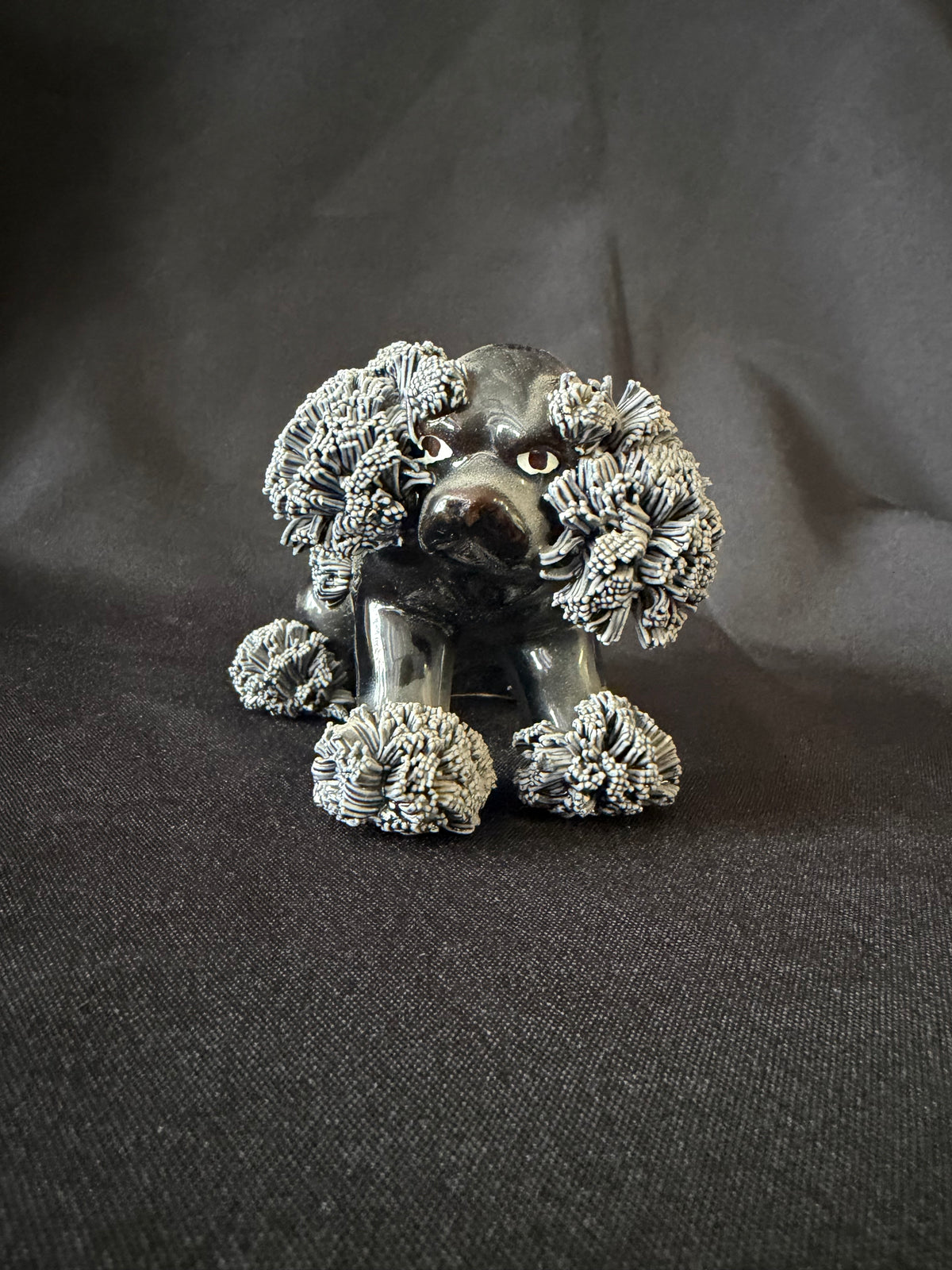 Vintage Japan — Black Spaghetti Poodle Porcelain Figurine