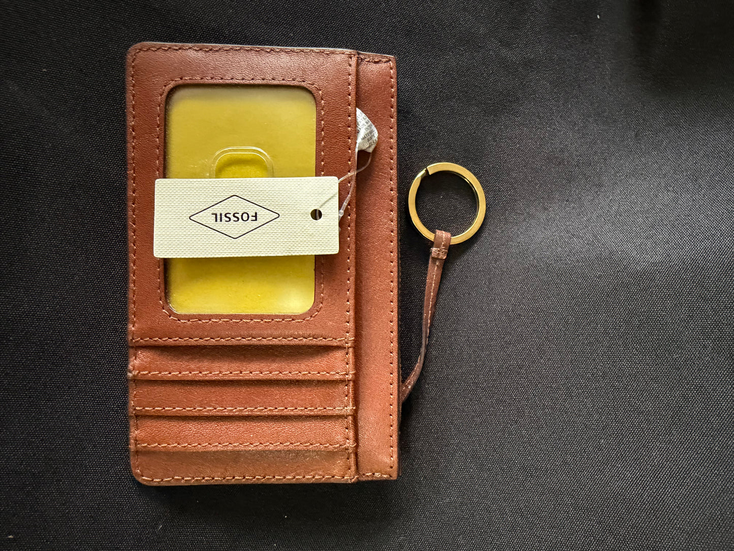 Fossil Logan Zip Card Case – Brown Leather