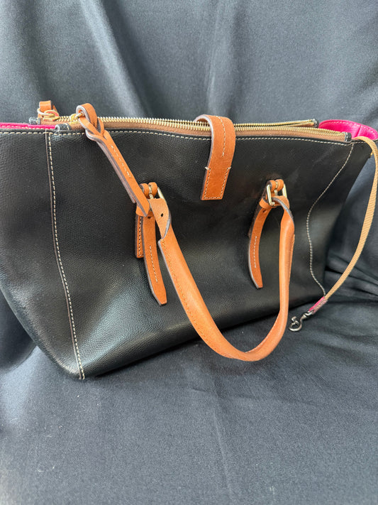 Dooney & Bourke Miller Satchel — Black Leather Double Zipper Bag