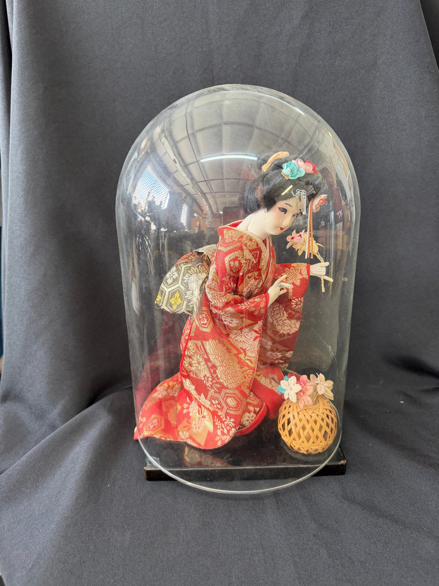 Vintage Japanese Geisha Doll — Red & Gold Kimono by Nishi & Co.