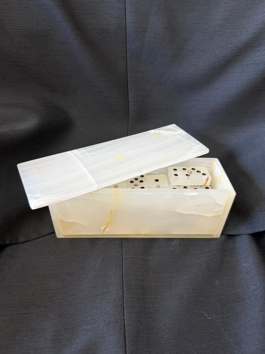 Handcrafted White Onyx Domino Set (29 Pieces)
