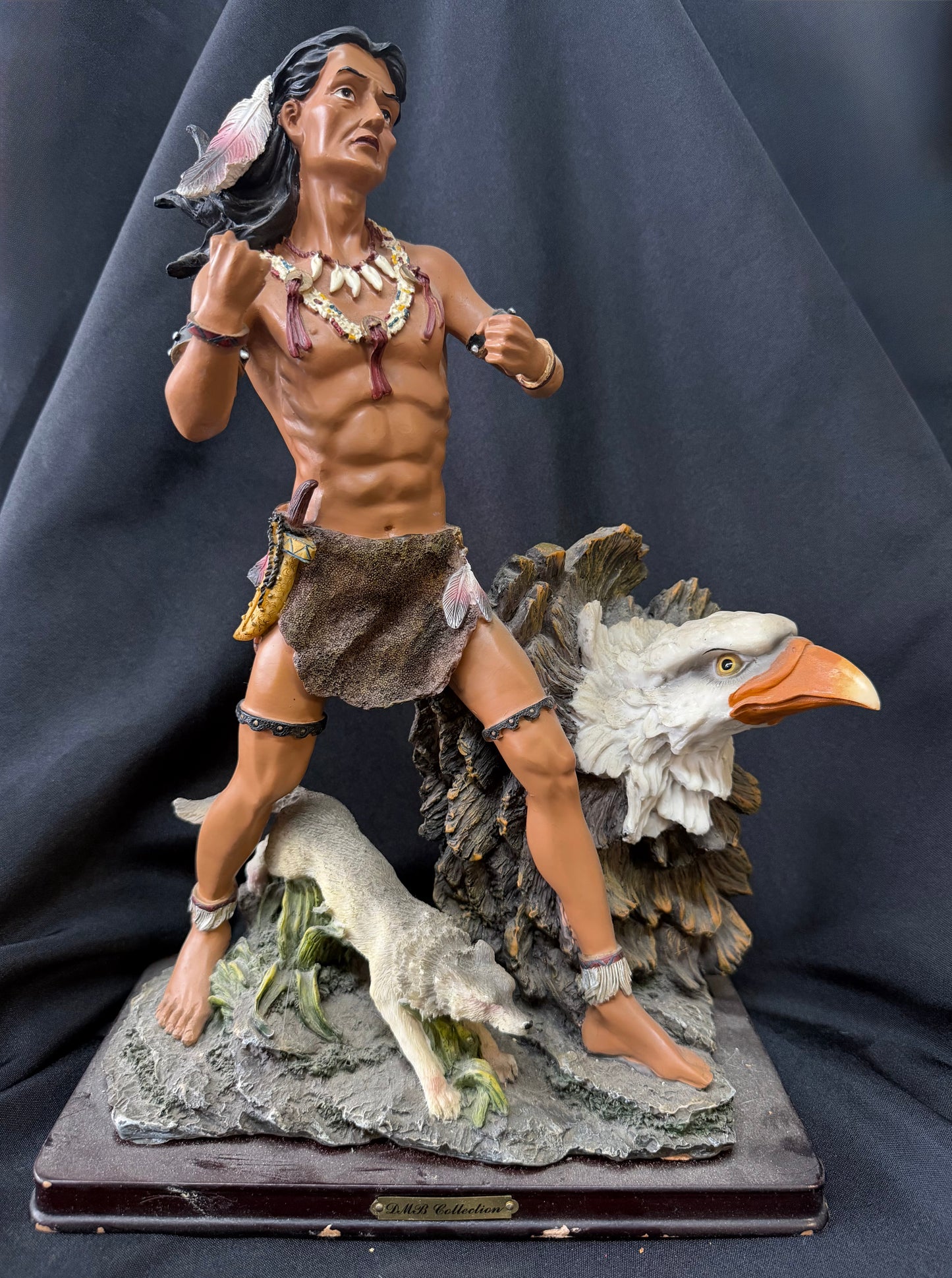 D.M.B. Collection: Native American Statue Eagle and Wolf