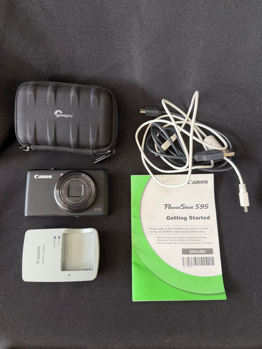 Canon PowerShot S95 — 10MP Compact Digital Camera with Case & Charger (works)