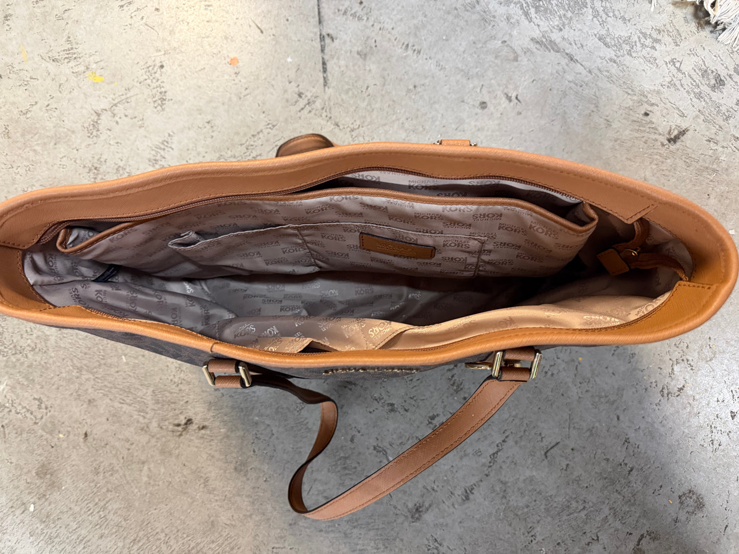 Michael Kors Large Temple Tote Bag — Brown Monogram Canvas