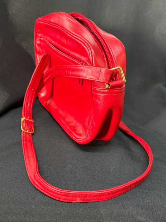 Vintage Anne Klein for Calderon Red Leather Shoulder Crossbody Purse