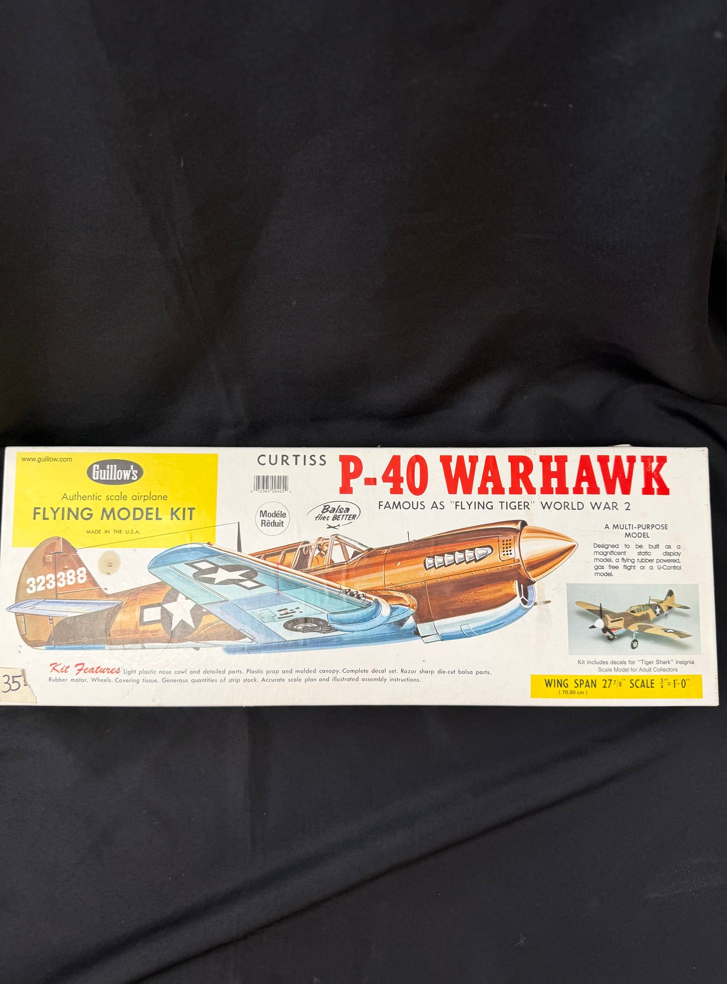 Guillow's #405 Curtiss P-40 Warhawk — Flying Tigers Balsa Wood Model Kit