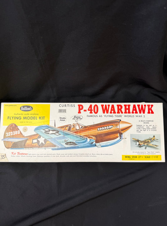 Guillow's #405 Curtiss P-40 Warhawk — Flying Tigers Balsa Wood Model Kit