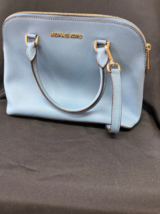 Michael Kors Cindy Large Dome Leather Satchel – Pale Blue