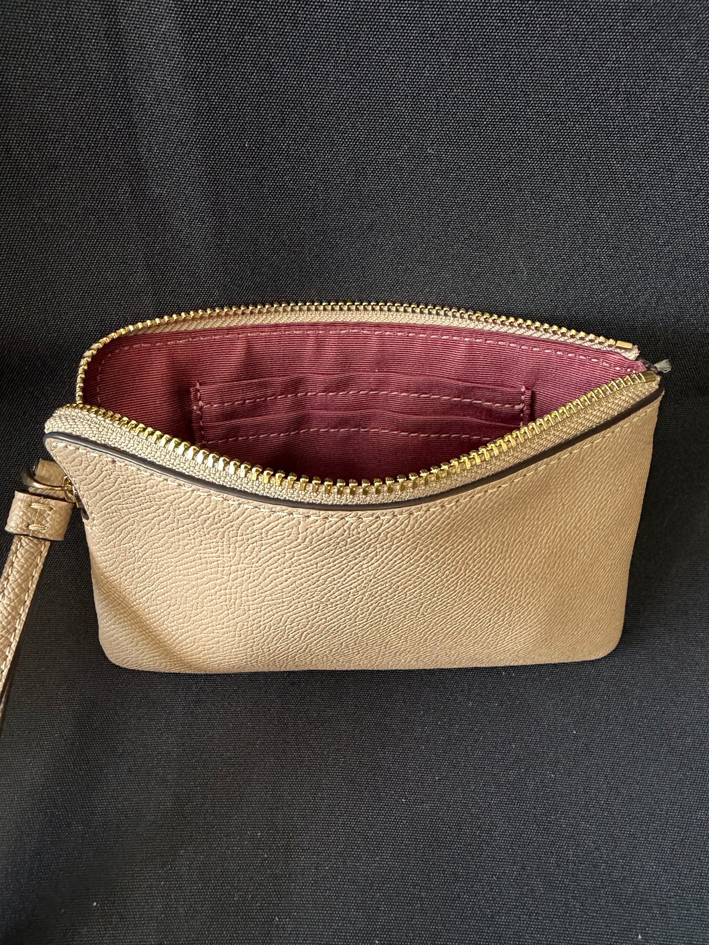 Coach Corner Zip Wristlet in Crossgrain Leather