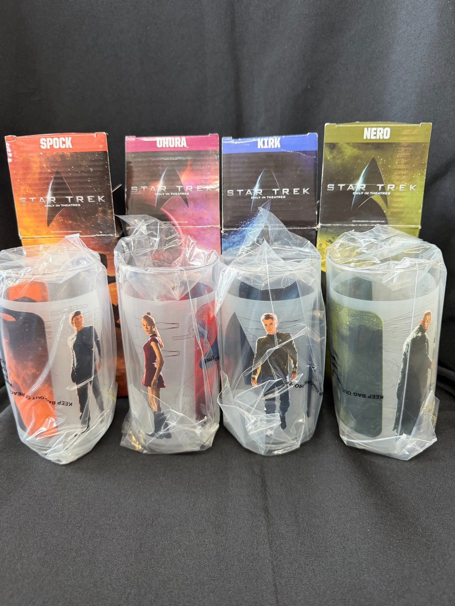 2008 Star Trek Movie Set Of 4 Collectible Drinking Glasses - Original Packaging