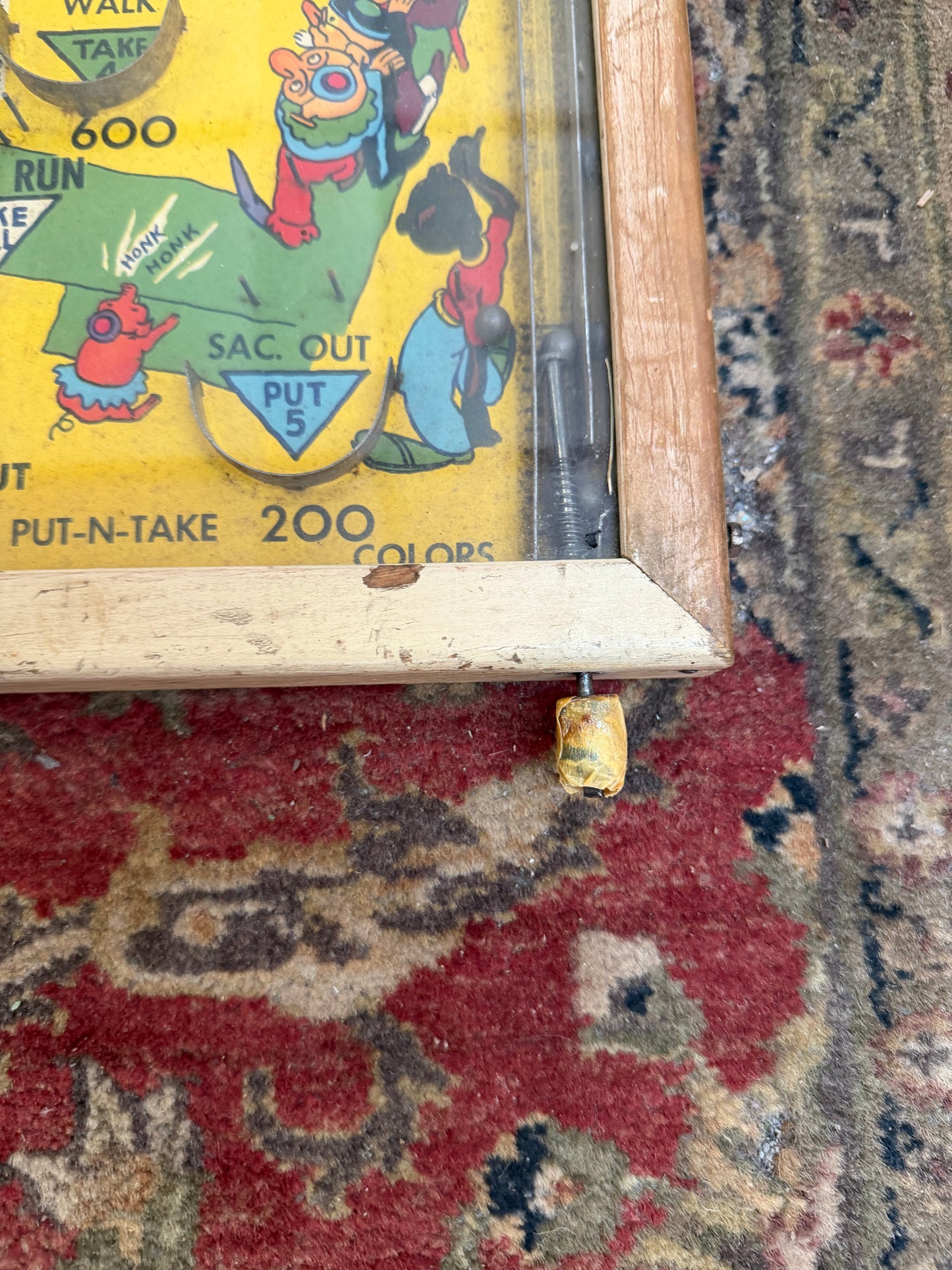 Vintage 1930s Poosh-M-Up Pinball Table Top Game (wood frame)