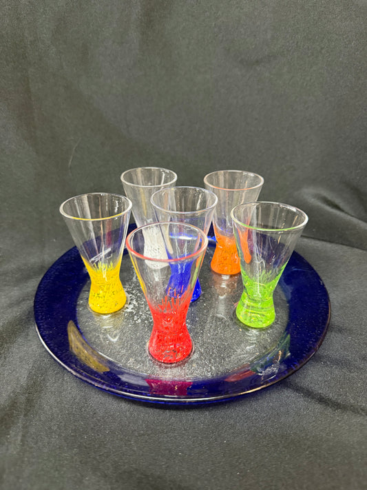 Dansk Vivacious Cordial Shot Glass Set — 1.5 oz Crystal, Set of 6 (Multi-Colored)