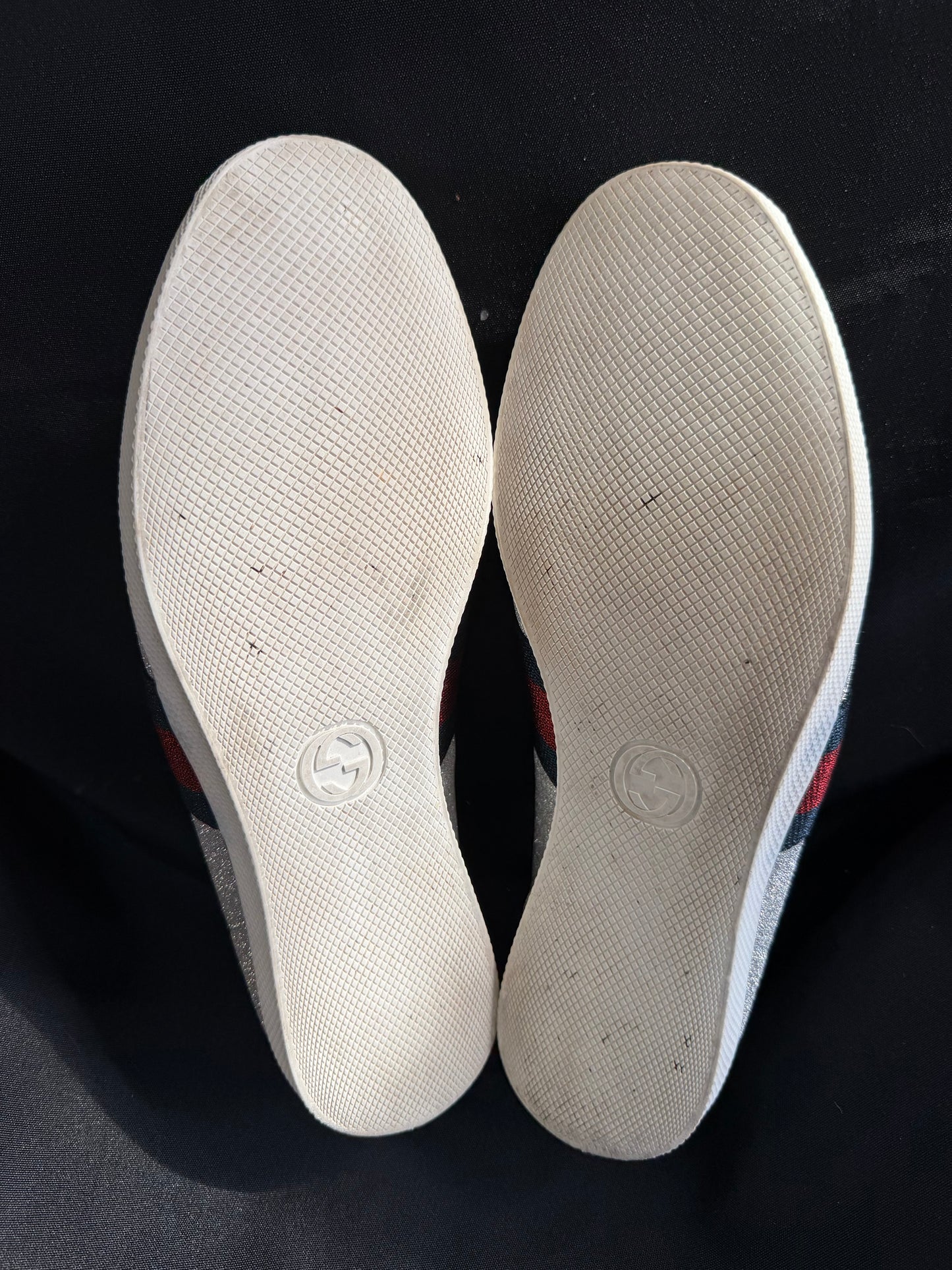 Gucci Bambi Web Silver Sparkle Low Top Sneakers 414864