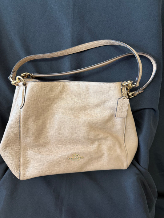 Coach — Edie Shoulder Bag in Beige Leather