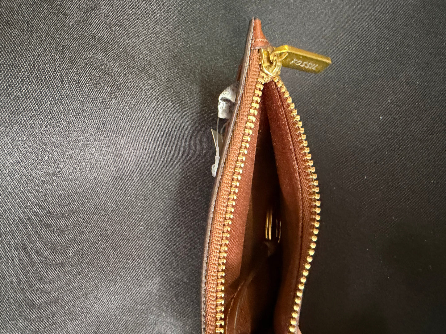 Fossil Logan Zip Card Case – Brown Leather