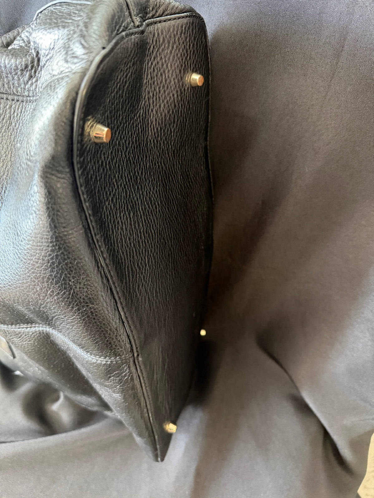 DKNY — Soft Black Leather Satchel, Double Zipper