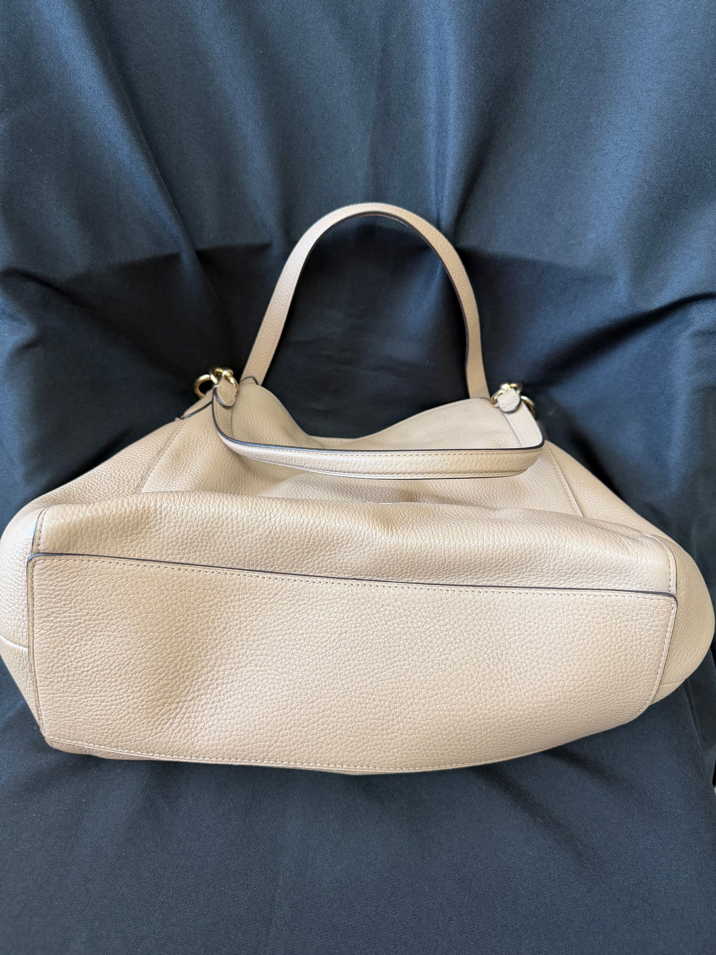 Coach — Edie Shoulder Bag in Beige Leather