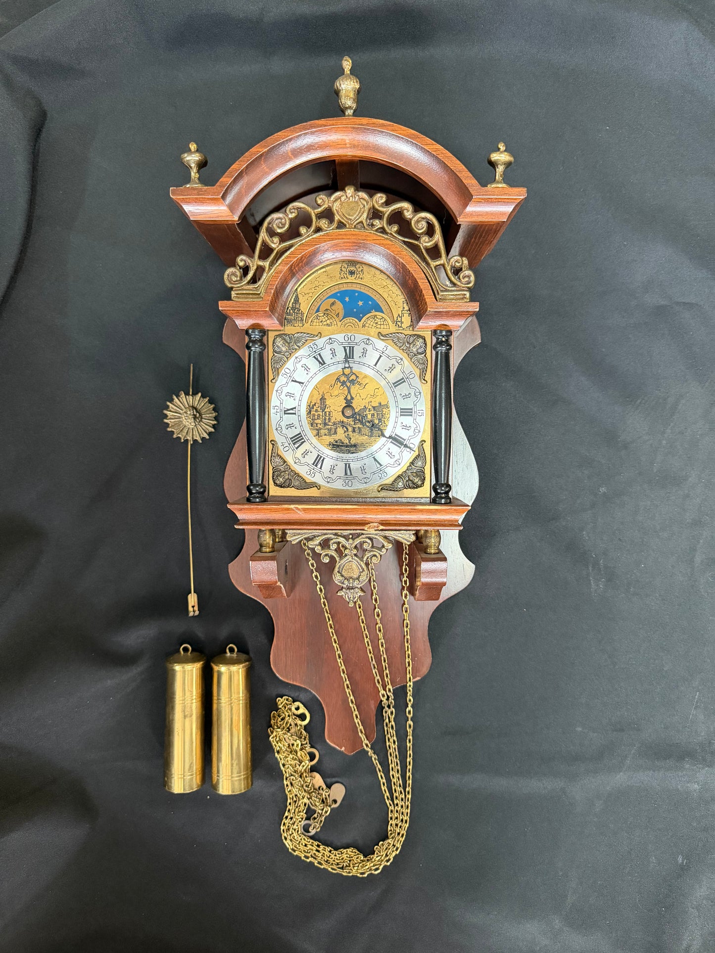Dutch Warmink Dutch Sallander Vintage Wall Clock - Moonphase 8 day (Friesian era)