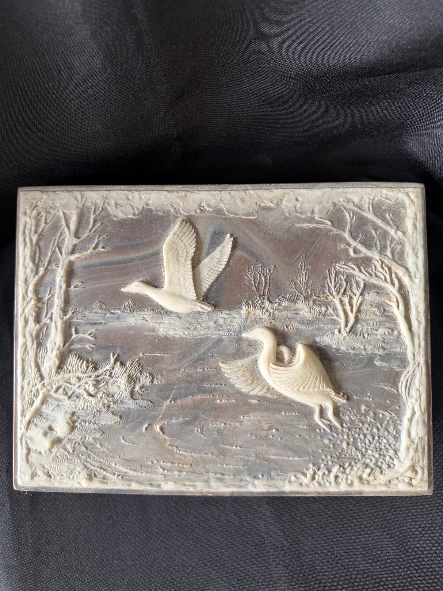 Incolay Stone Jewelry Box - Two Birds (Made in USA)