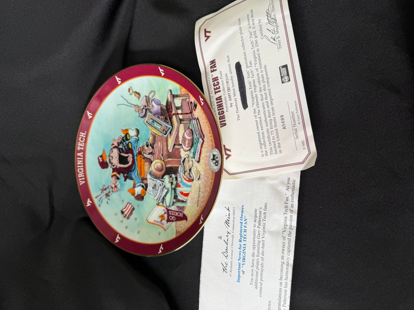 Danbury Mint - the Ultimate Virginia Tech Fan Plate (23k gold trimmed)