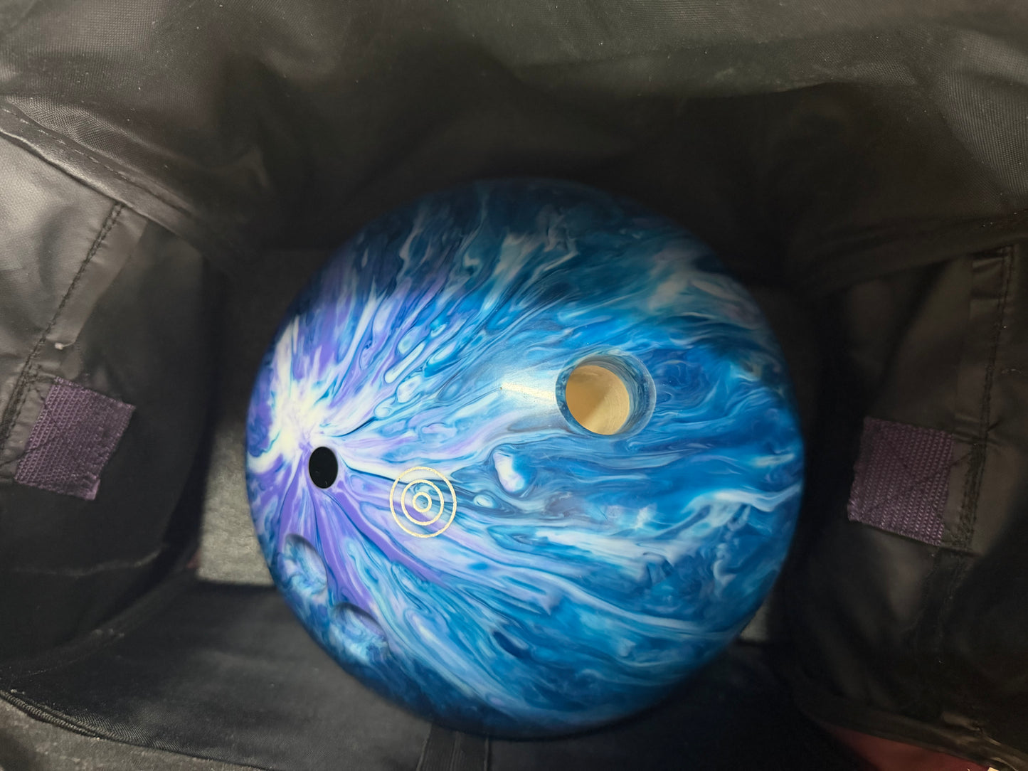 Ebonite Maxim Bowling Ball (Purple Swirl) & Brunswick Carrying Bag