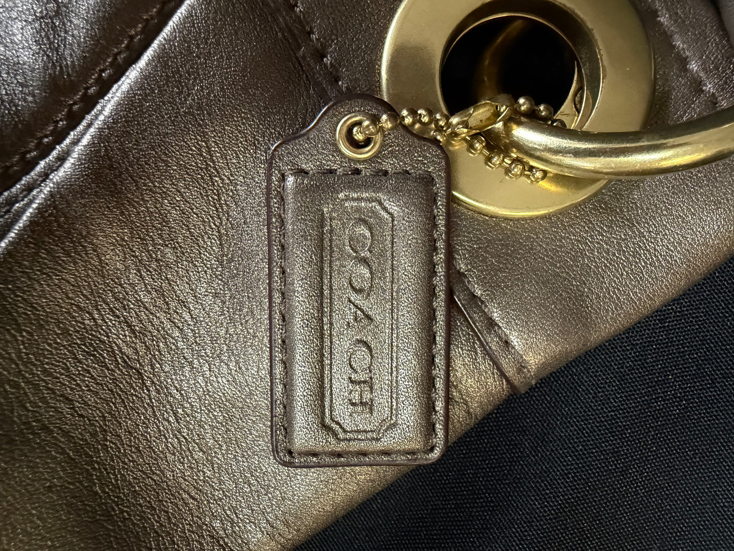 Coach Ashley Leather Hippie Shoulder Bag – Bronze Metallic (F17605)