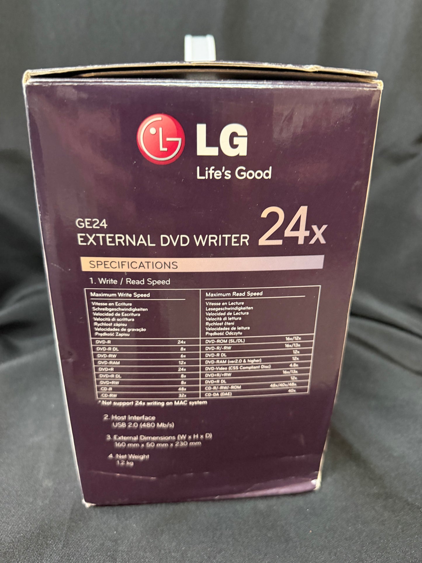 LG GE24 External DVD Writer 24x USB 2.0 Super Multi M-DISC – Mac & Windows