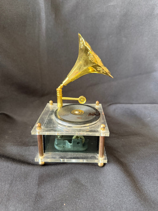 Vintage Sankyo Wind-Up Music Box — Miniature Turntable, Plays "Love Story" (Working)