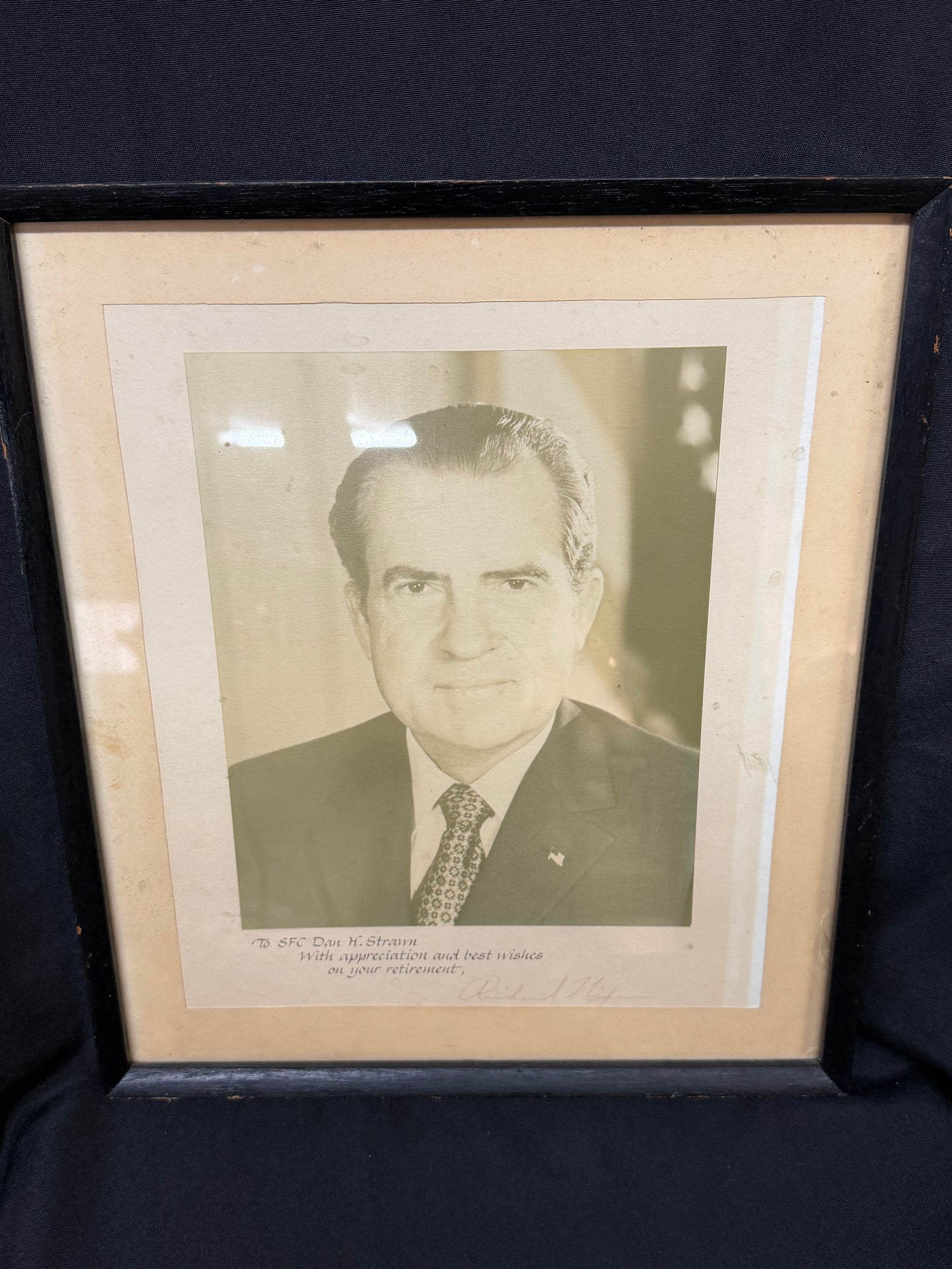 President Richard Nixon Autographed Portrait - dedicated to SFC Dan H. Strawn
