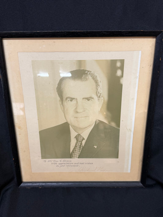 President Richard Nixon Autographed Portrait - dedicated to SFC Dan H. Strawn