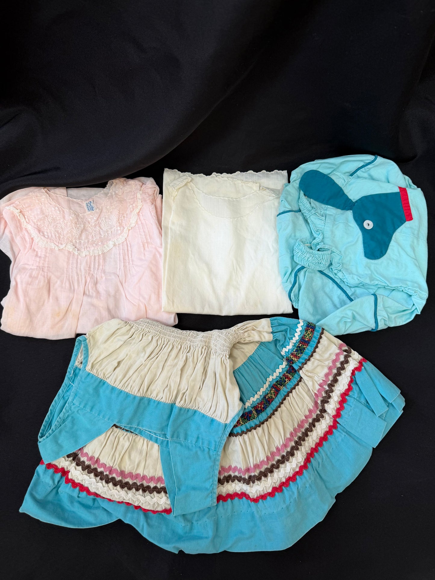 Vintage 1950s Baby Clothing & Shoes with 1920s Baby Shoes — Presented in Vintage Sears Holiday Gift Box