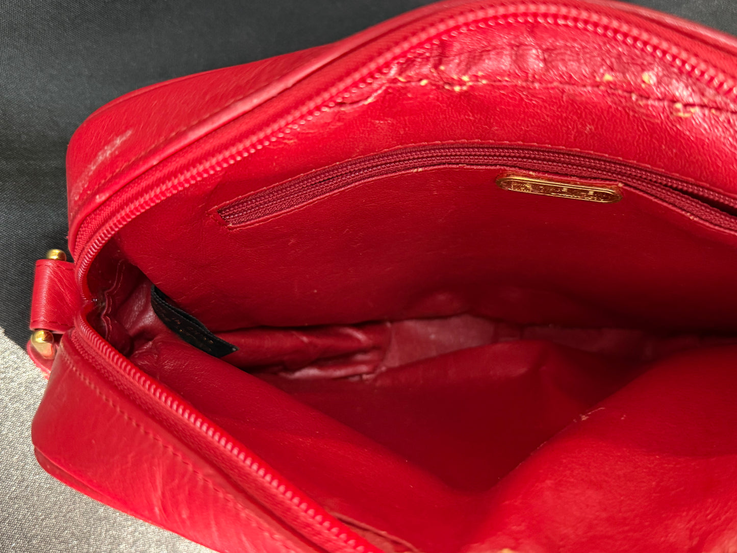 Vintage Anne Klein for Calderon Red Leather Shoulder Crossbody Purse