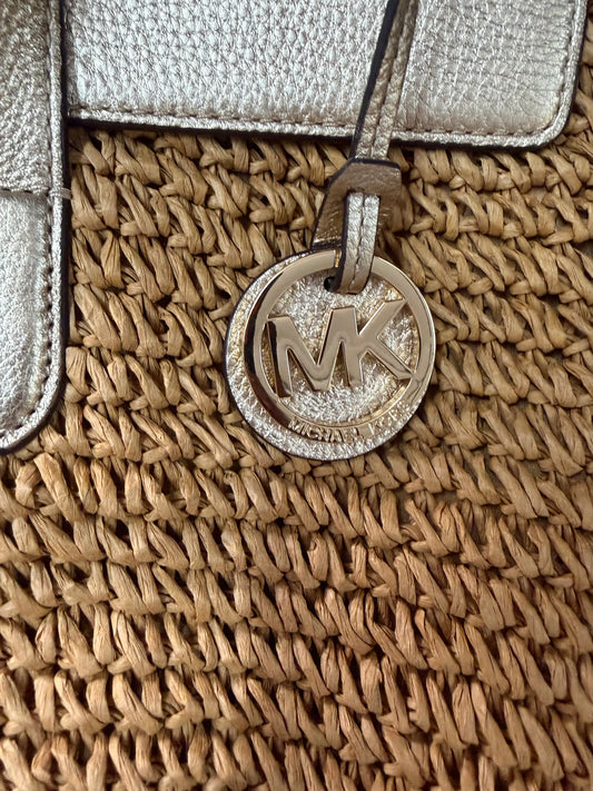 Michael Kors Naomi Large Tote — Woven Straw with Leather Straps