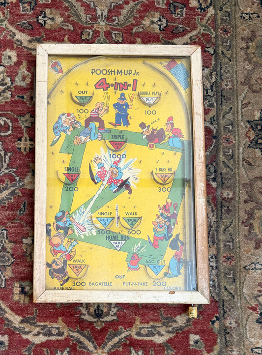 Vintage 1930s Poosh-M-Up Pinball Table Top Game (wood frame)