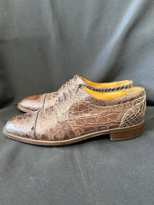Zelli — Genuine Crocodile Leather Oxford Shoes (Style #1495, Size 8.5)