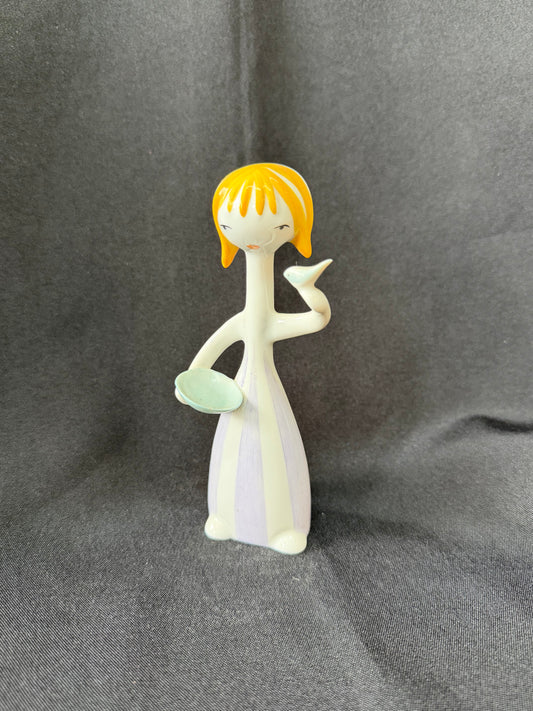 Cinderella with bird - Vintage Hollohaza Porcelain Figurine - Hungary