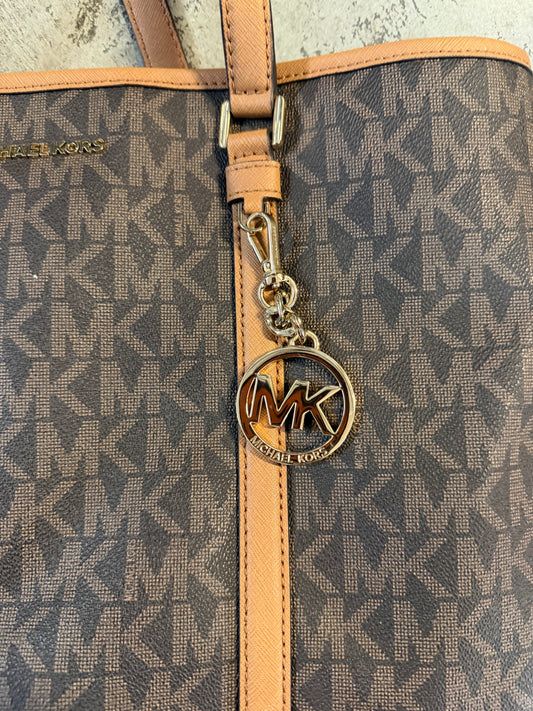Michael Kors Large Temple Tote Bag — Brown Monogram Canvas