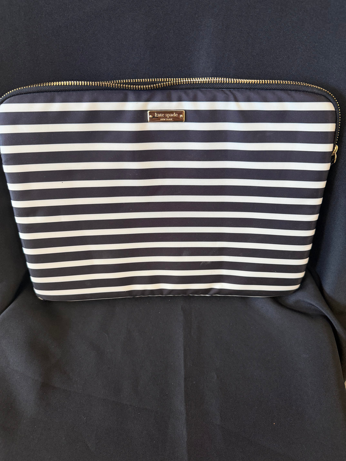 Kate Spade — Striped Laptop Sleeve Case, Black/White, Zip, 13"