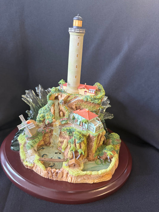 Lenox — “Light at Paradise Cove” Coastal Lighthouse Sculpture with Wood Base (2002)