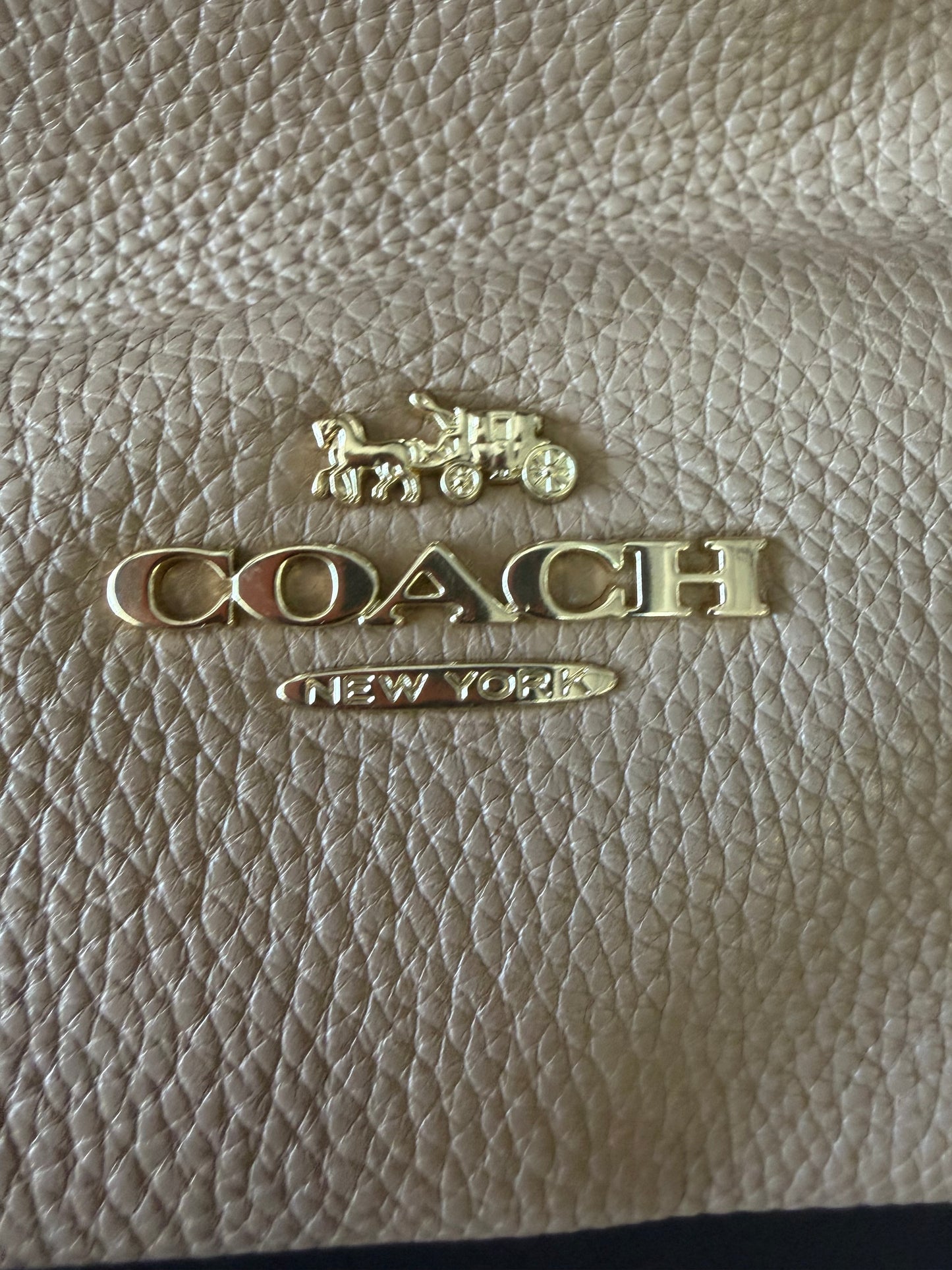 Coach — Edie Shoulder Bag in Beige Leather