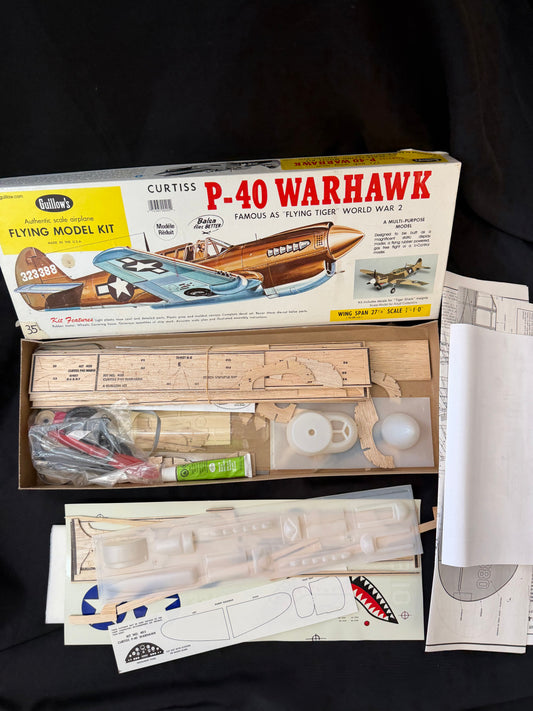Guillow's #405 Curtiss P-40 Warhawk — Flying Tigers Balsa Wood Model Kit
