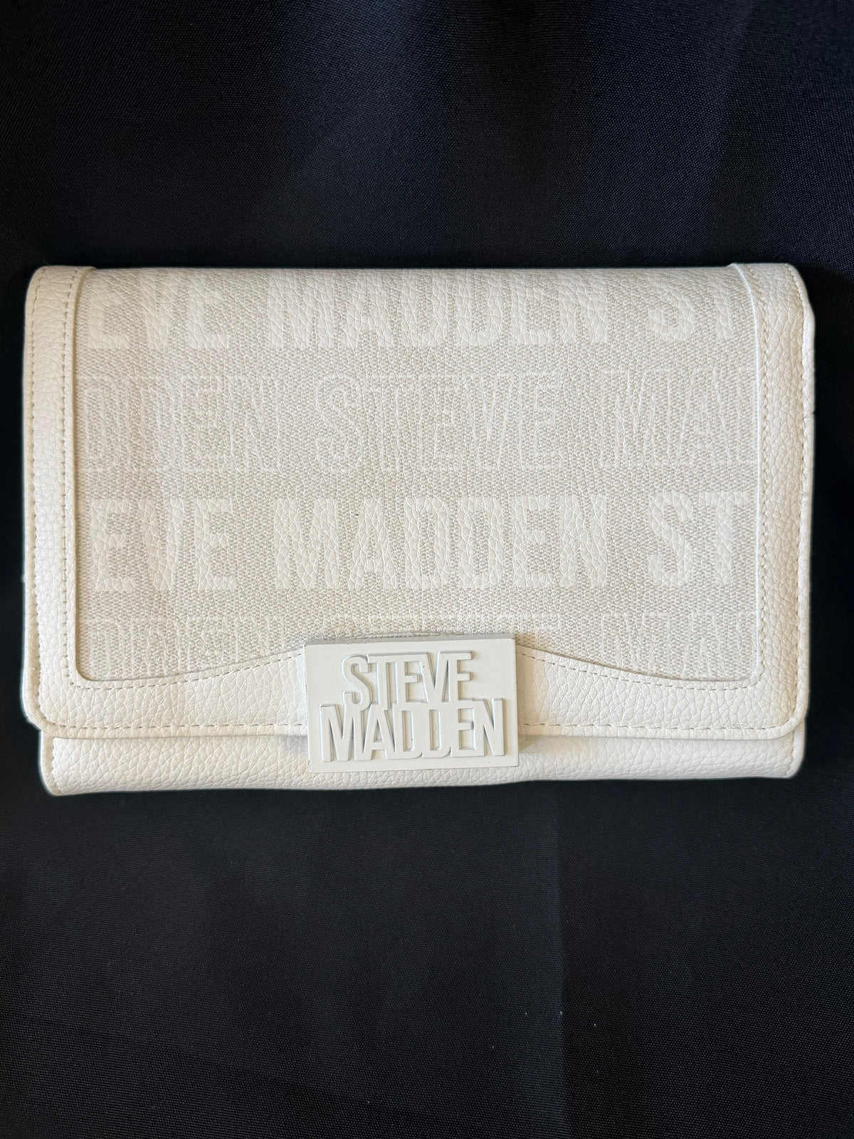 Steve Madden — White Monogram Logo Crossbody Bag