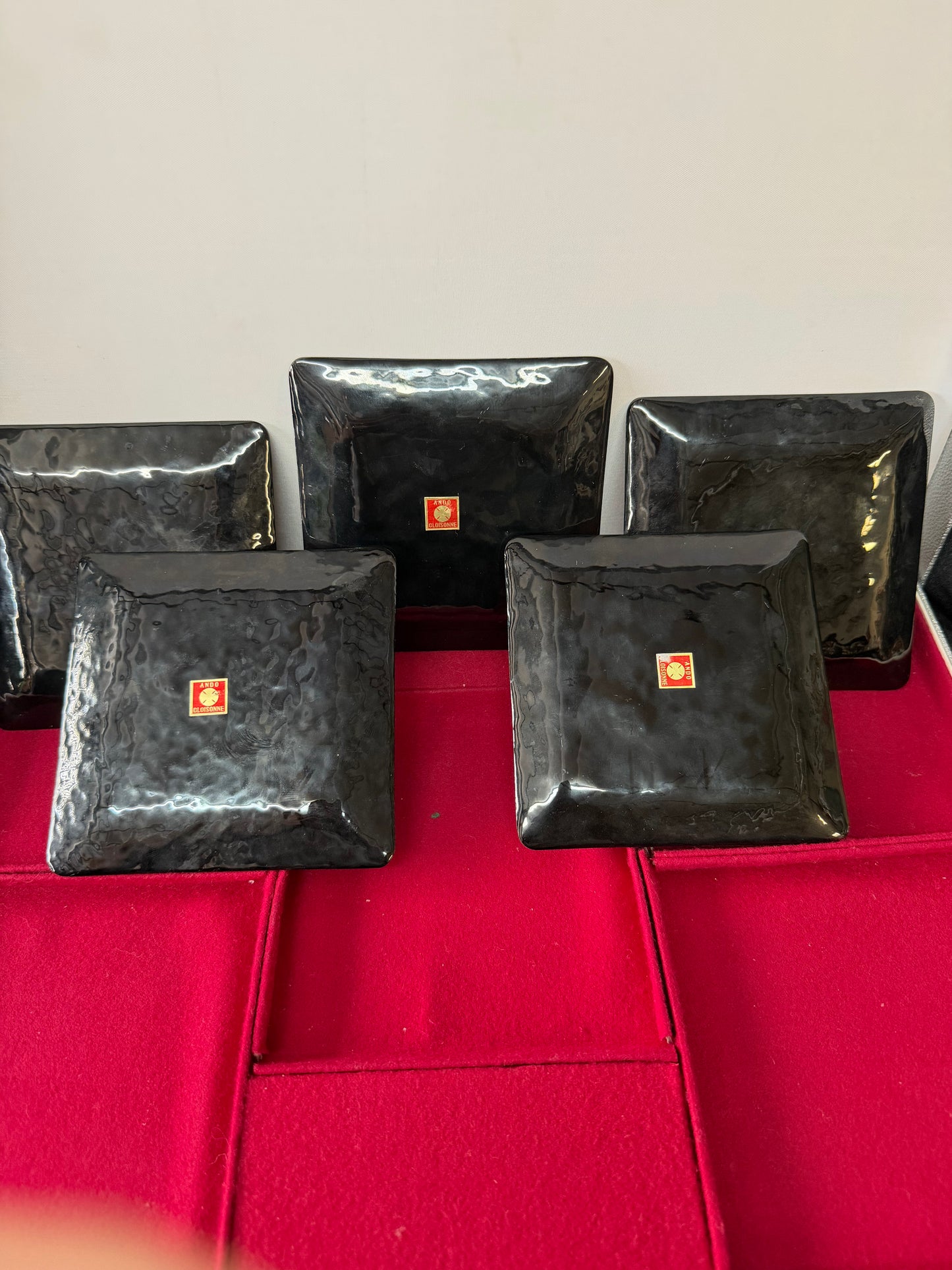 Vintage Japanese Tutanka Enamel Cloisonné Plates - set of 5