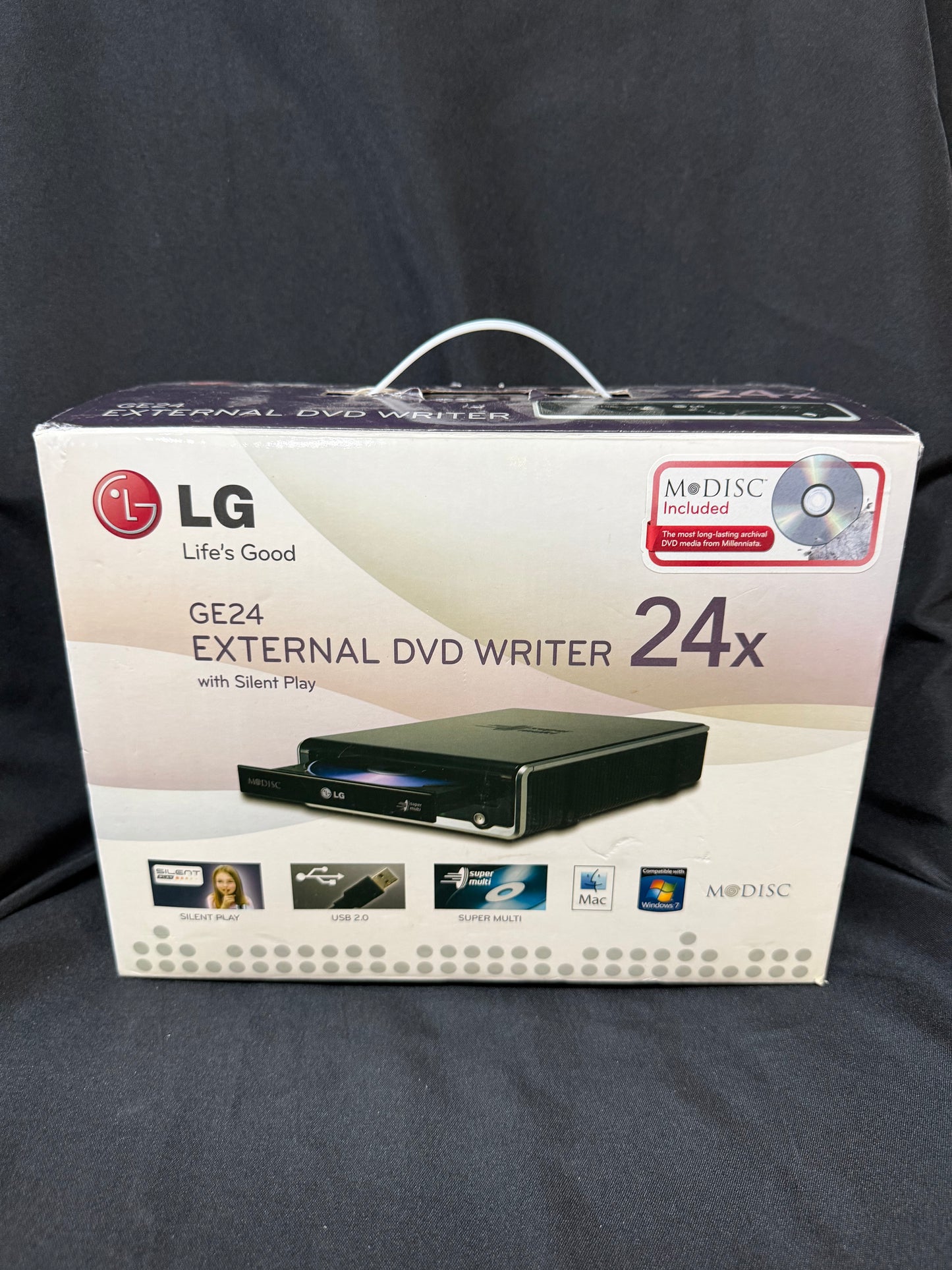LG GE24 External DVD Writer 24x USB 2.0 Super Multi M-DISC – Mac & Windows